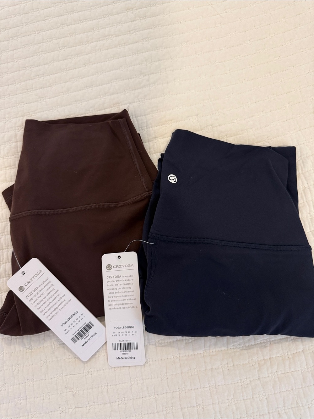 CRZ YOGA Kids High-Waist Leggings — Navy and Brown